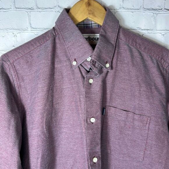 Barbour Tailored Fit Button Down shirt S Small Chambray Red - Picture 2 of 9